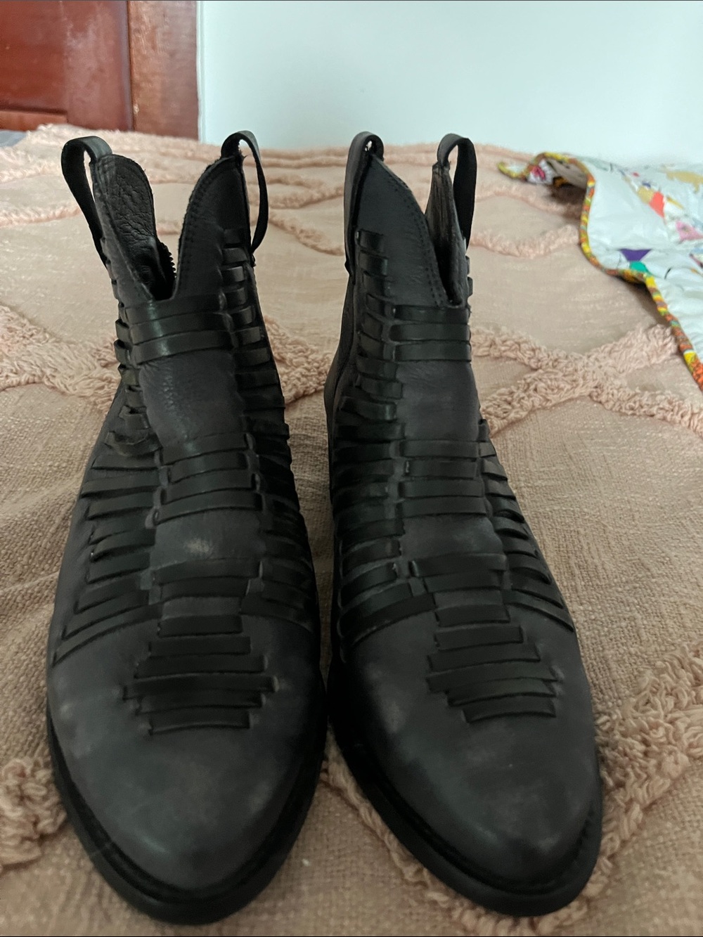 Veracruz  leather W size 36 Black Woven Leather Ankle Boots